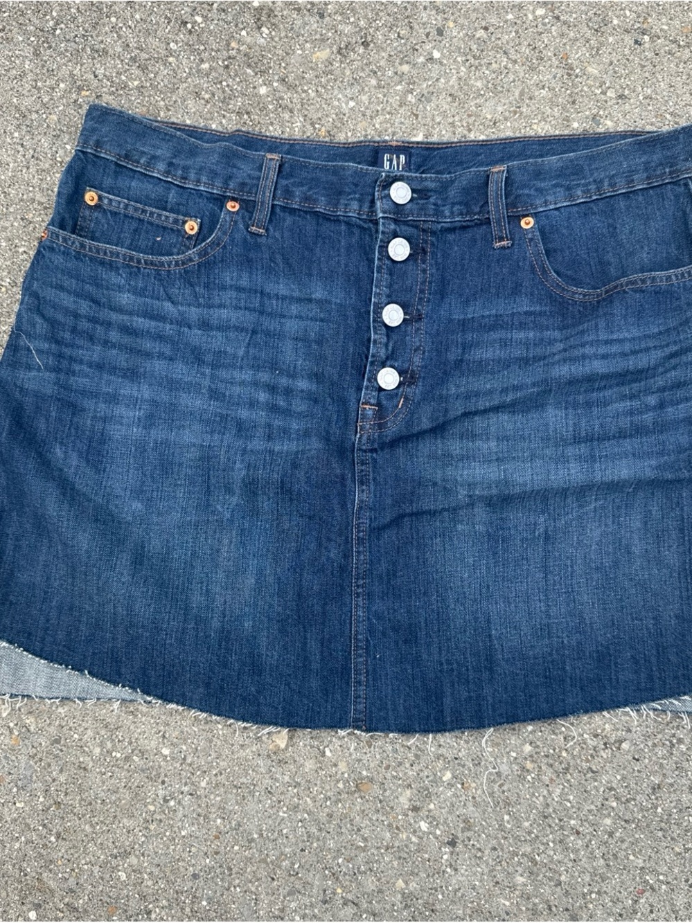 GAP Indigo Button-Front Denim Mini Skirt